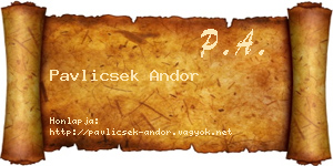 Pavlicsek Andor névjegykártya